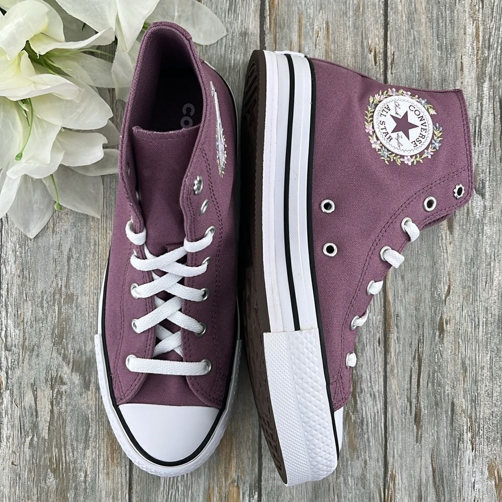 Chuck Taylor All Star EVA Lift Platform Feline Florals Sneakers Shoes Size 8